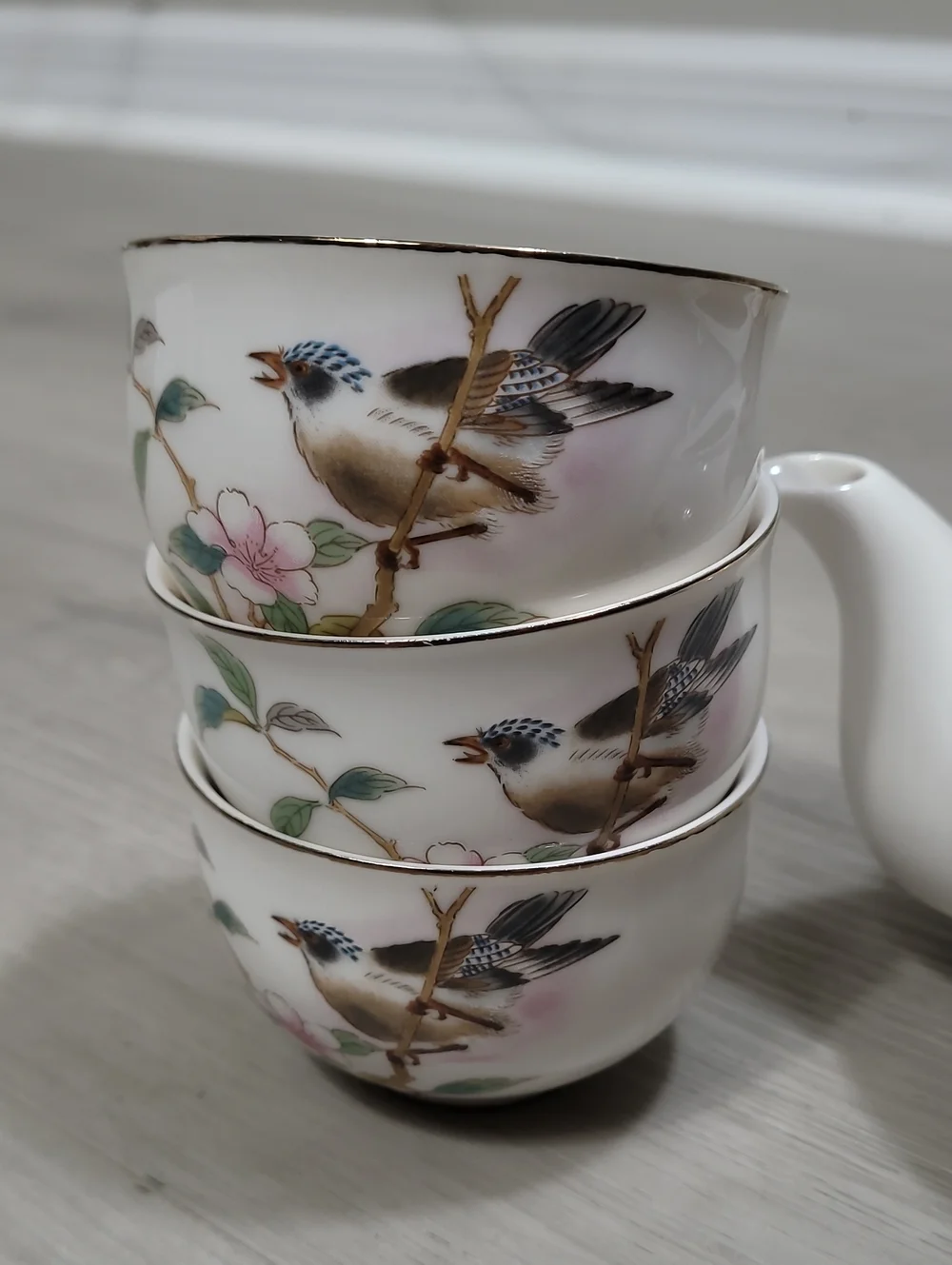 Vintage Japan Floral Tea Set Teapot & 3 Small Cups